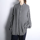 black and white check drape long shirt