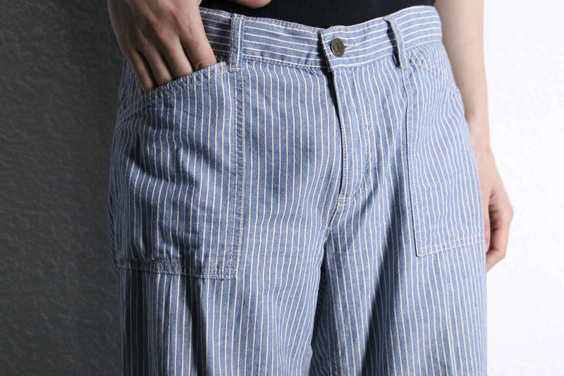 "LAUREN RL" blue stripe cotton flare pants