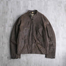 "Timberland" shoulder line brown leather single rider's jacket
