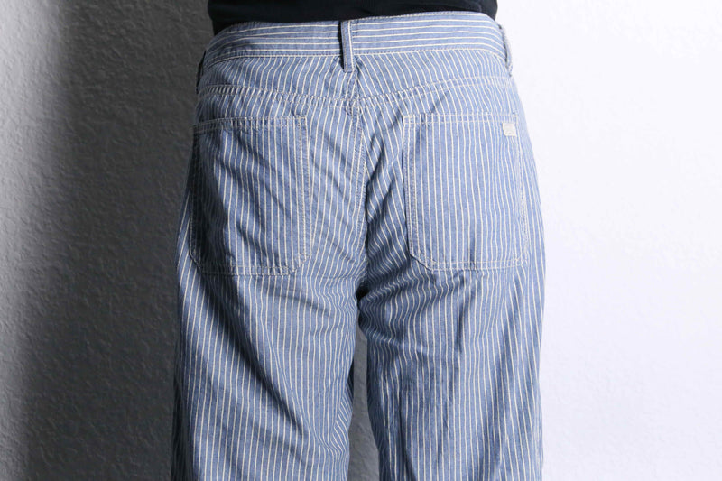 "LAUREN RL" blue stripe cotton flare pants