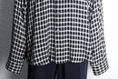 black and white check drape long shirt