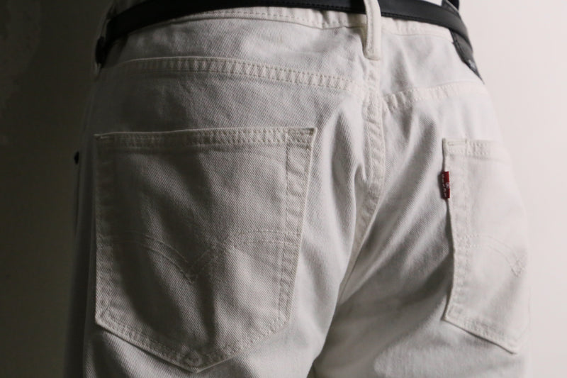 "Re:make" pocket patch design white buggy flare denim