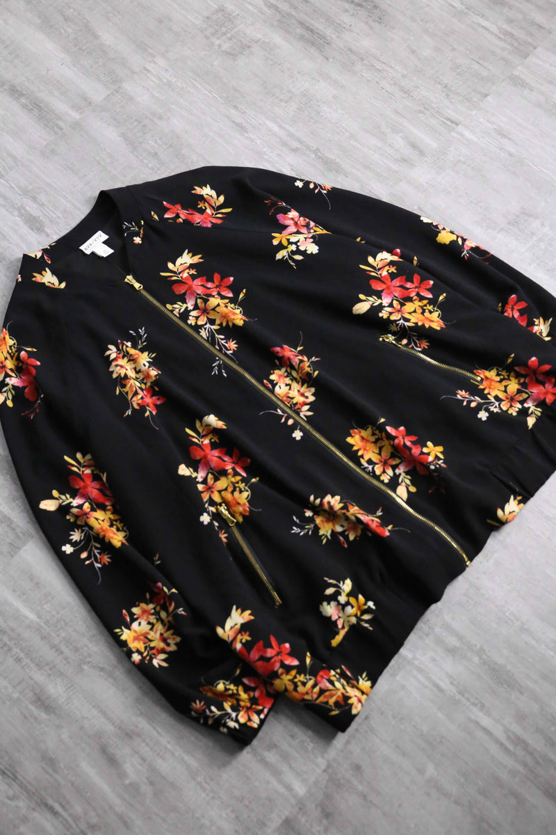 sparklers like botanical pattern zip blouson