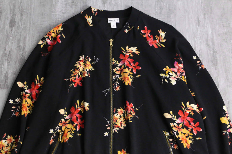 sparklers like botanical pattern zip blouson