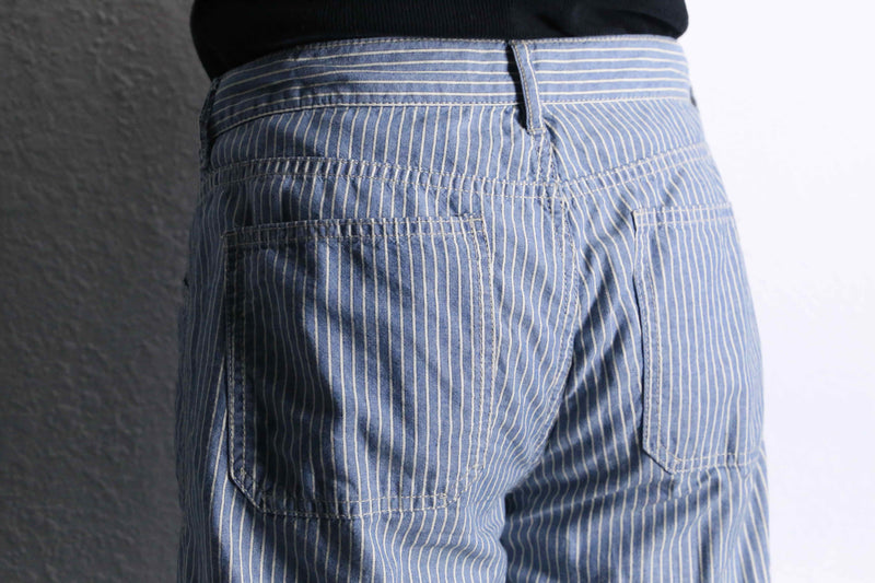 "LAUREN RL" blue stripe cotton flare pants