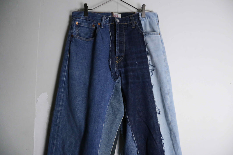 "Re:make" docking wide straight denim pants