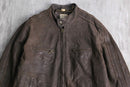 "Timberland" shoulder line brown leather single rider's jacket