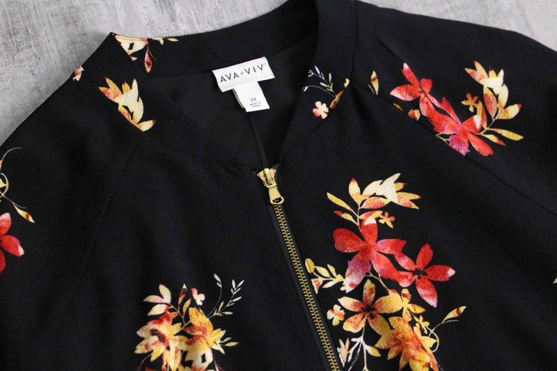 sparklers like botanical pattern zip blouson