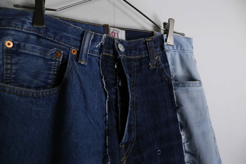 "Re:make" docking wide straight denim pants