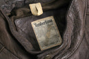 "Timberland" shoulder line brown leather single rider's jacket
