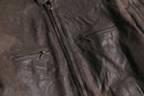 "Timberland" shoulder line brown leather single rider's jacket
