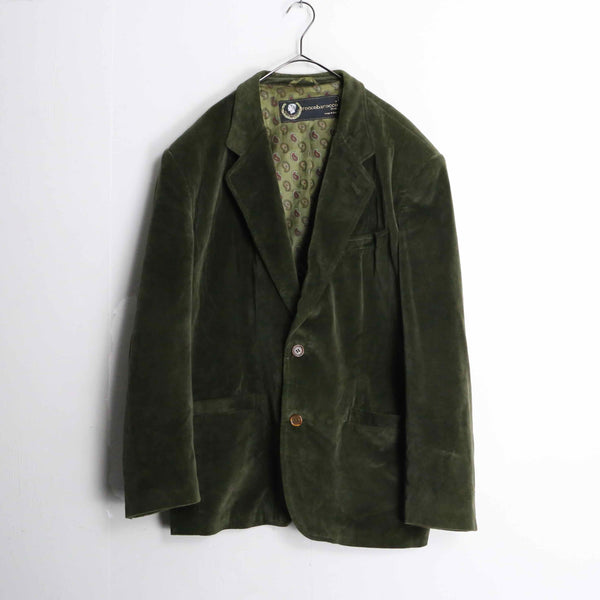 khaki velour single tailored jacket