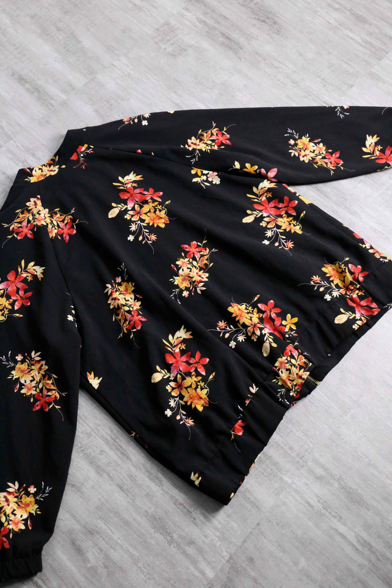 sparklers like botanical pattern zip blouson