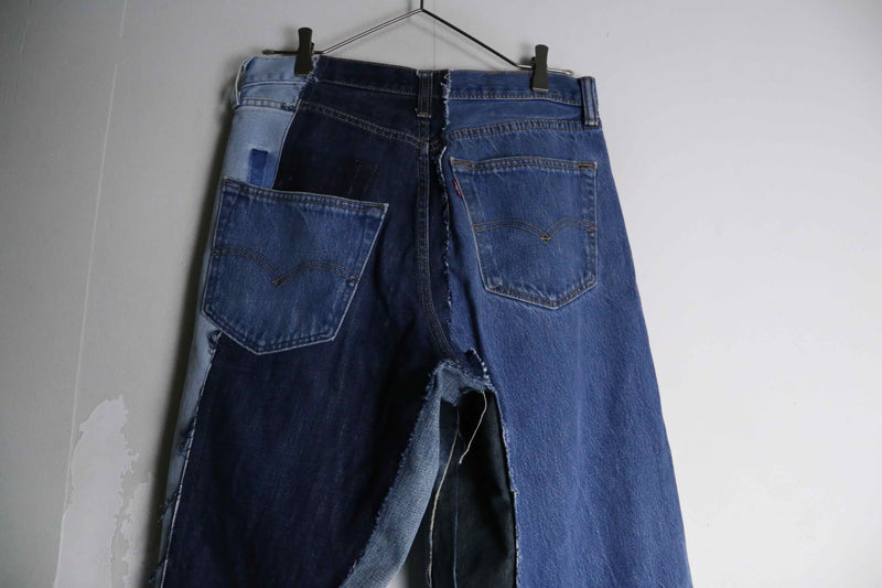 "Re:make" docking wide straight denim pants