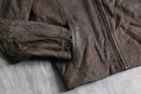 "Timberland" shoulder line brown leather single rider's jacket
