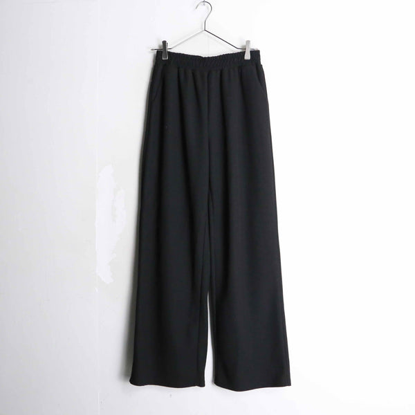 black color waffle textile wide straight easy pants