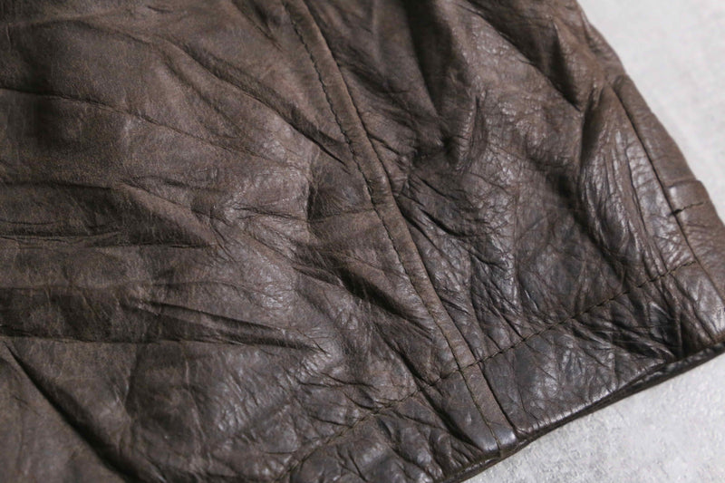 "Timberland" shoulder line brown leather single rider's jacket