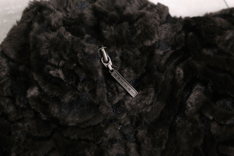dark brown color fake fur zipup vest