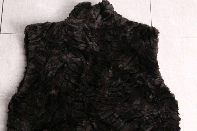 dark brown color fake fur zipup vest