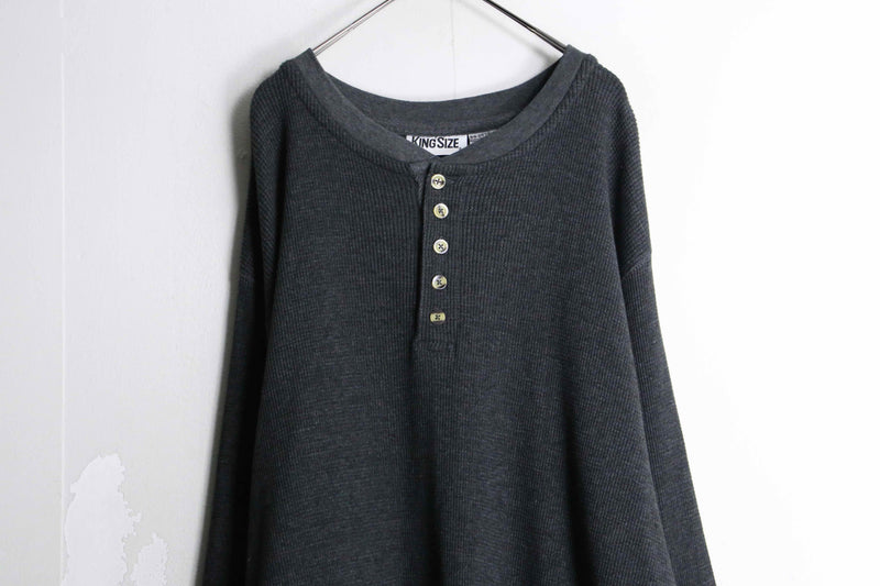 "KING SIZE" 4XL glay color loose thermal long Tee