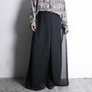 black sheer layered wide pants