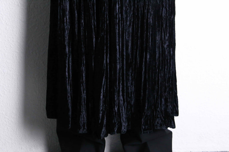 black velour long tiered skirt