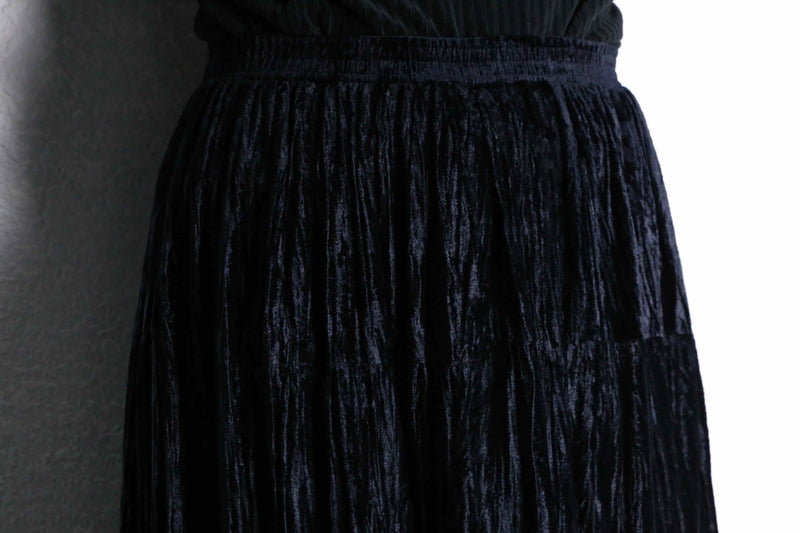 black velour long tiered skirt