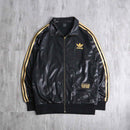 “adidas CHILE62” gold line shiny track jacket