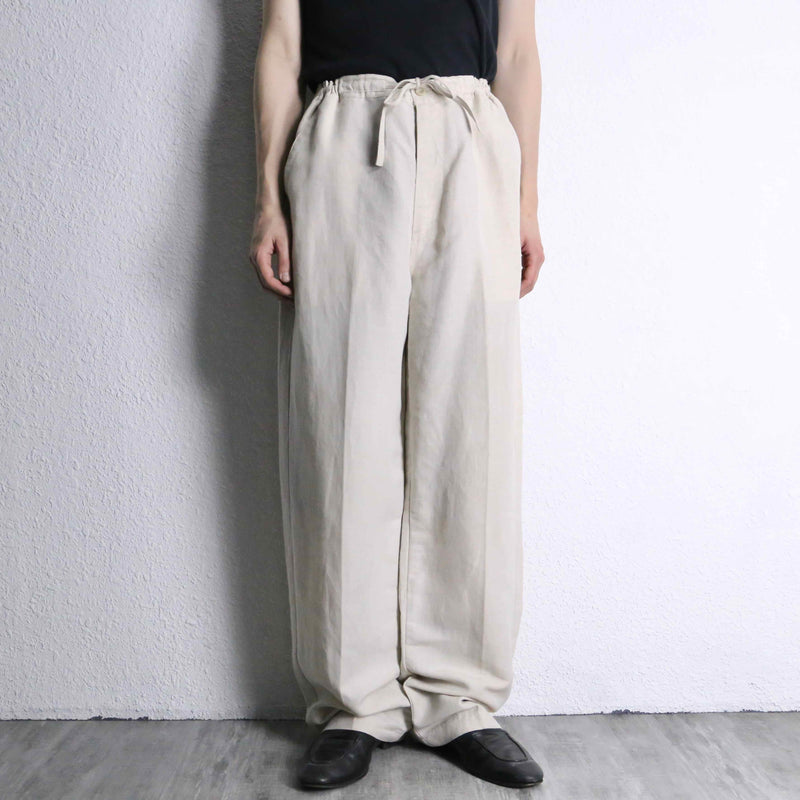 linen × rayon wide tapered easy pants