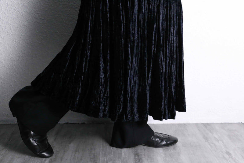 black velour long tiered skirt