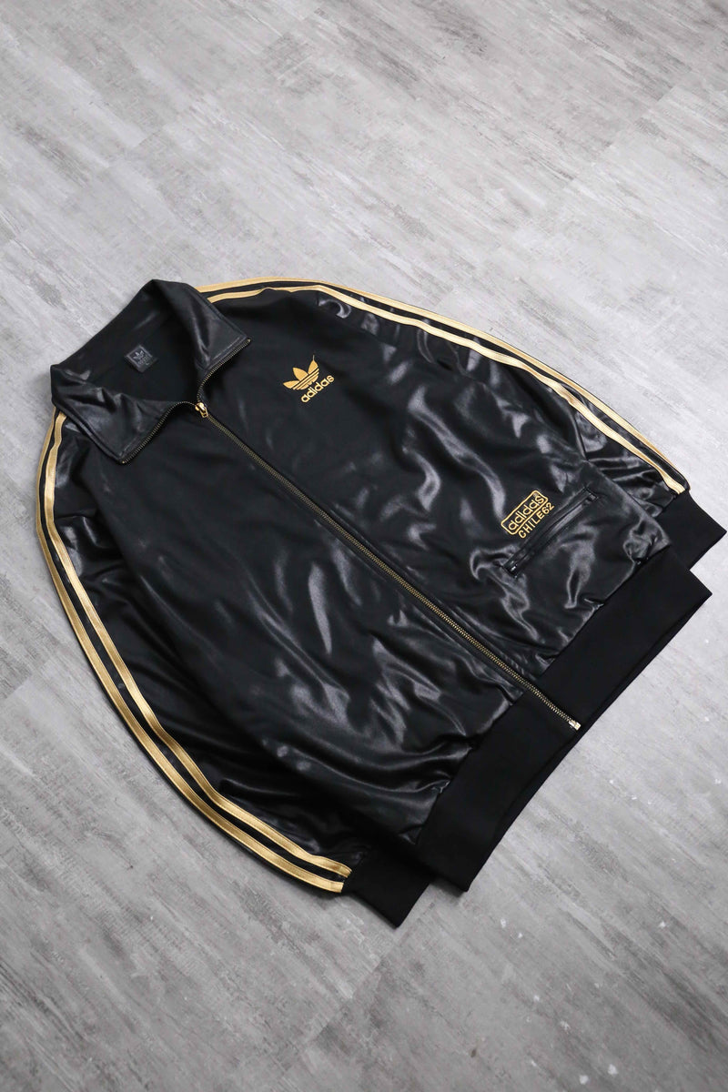“adidas CHILE62” gold line shiny track jacket