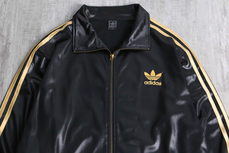 “adidas CHILE62” gold line shiny track jacket