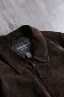 ”Eddie Bauer” dark brown suede leather jacket.
