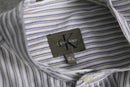 2000s CALVIN KLEIN stripe band collar shirt