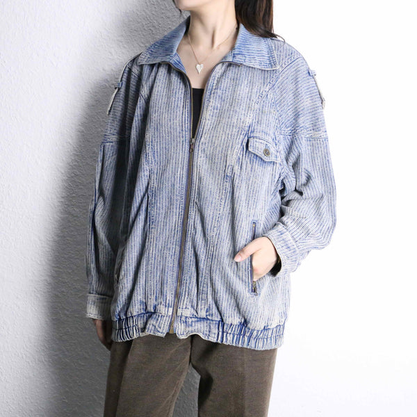 vintage like washed zip-up denim blouson