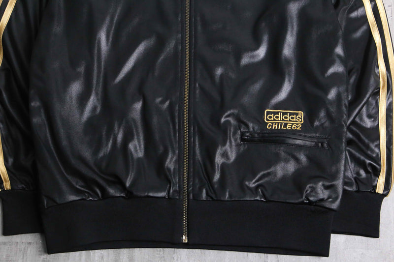 “adidas CHILE62” gold line shiny track jacket