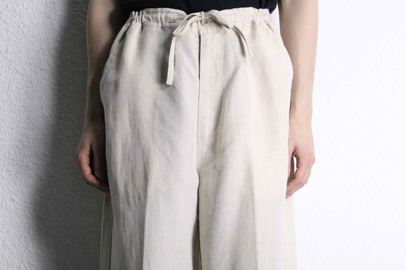 linen × rayon wide tapered easy pants