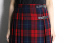 red navy tartan check wool kilt wrap skirt