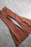 brown color front slit bell bottom｜フレアパンツの古着 詳細2