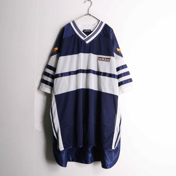 90's "adidas" mesh textile over silhouette S/S game shirt