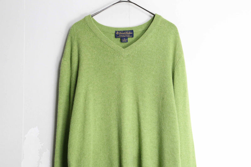 "Brooks Brothers"light green color cashmere V-neck knit