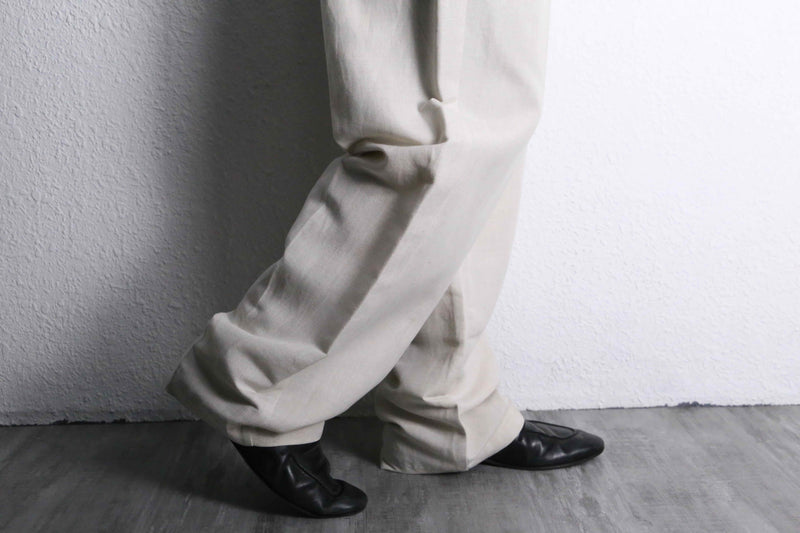 linen × rayon wide tapered easy pants