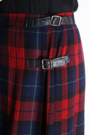 red navy tartan check wool kilt wrap skirt
