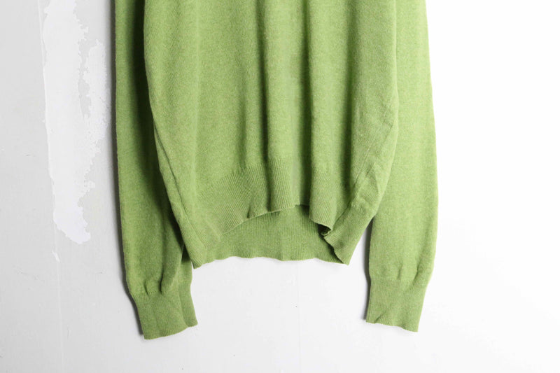 "Brooks Brothers"light green color cashmere V-neck knit