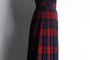 red navy tartan check wool kilt wrap skirt