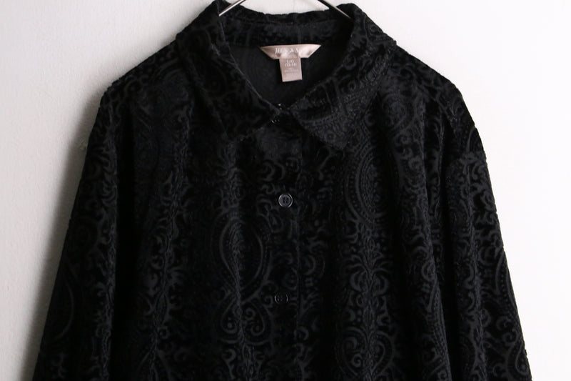 total damask pattern velour sheer shirt