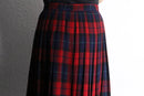 red navy tartan check wool kilt wrap skirt