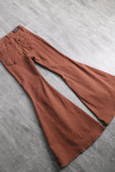 brown color front slit bell bottom｜フレアパンツの古着 詳細8
