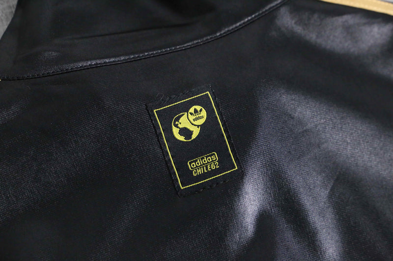 “adidas CHILE62” gold line shiny track jacket