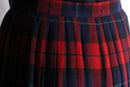 red navy tartan check wool kilt wrap skirt